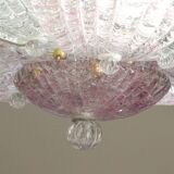 Set of 2 charming vintage Murano glass ceiling lamps, pink