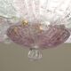 Set of 2 charming vintage Murano glass ceiling lamps, pink