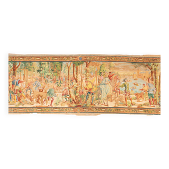 Painted canvas, hunting scene from 1904
