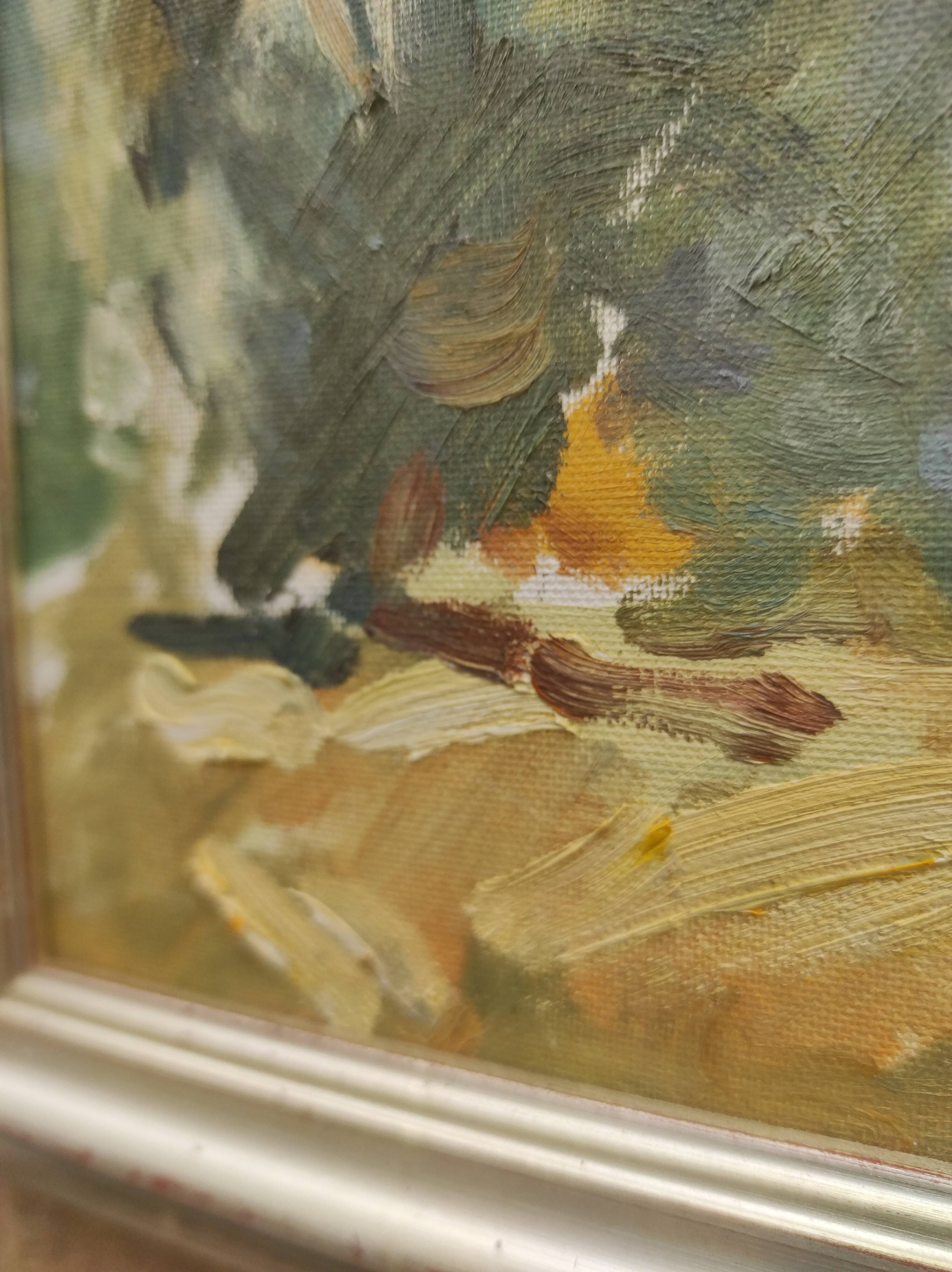 French vintage signed oil painting