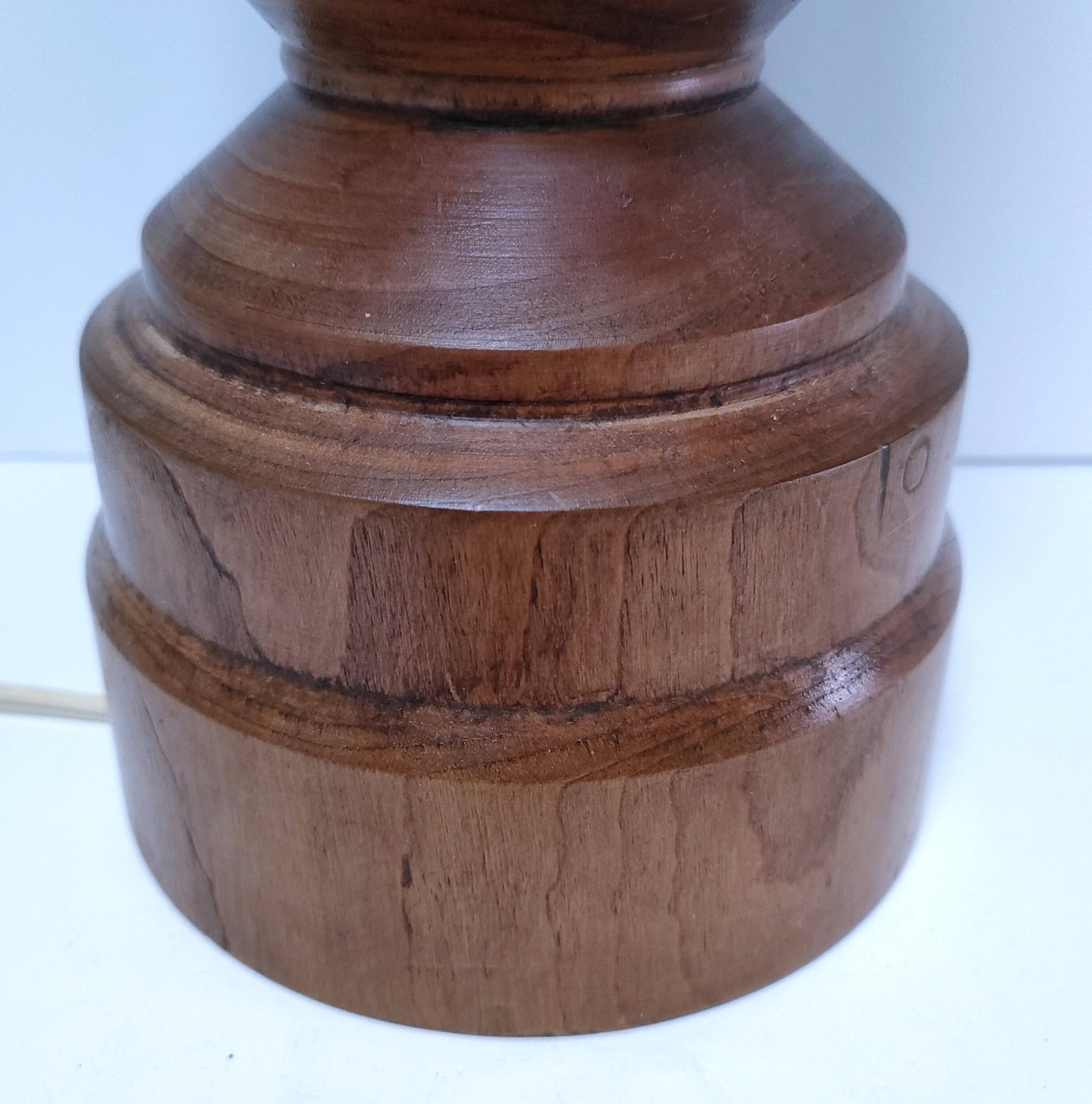 Vintage solid oak lamp base stamped H.44 cm