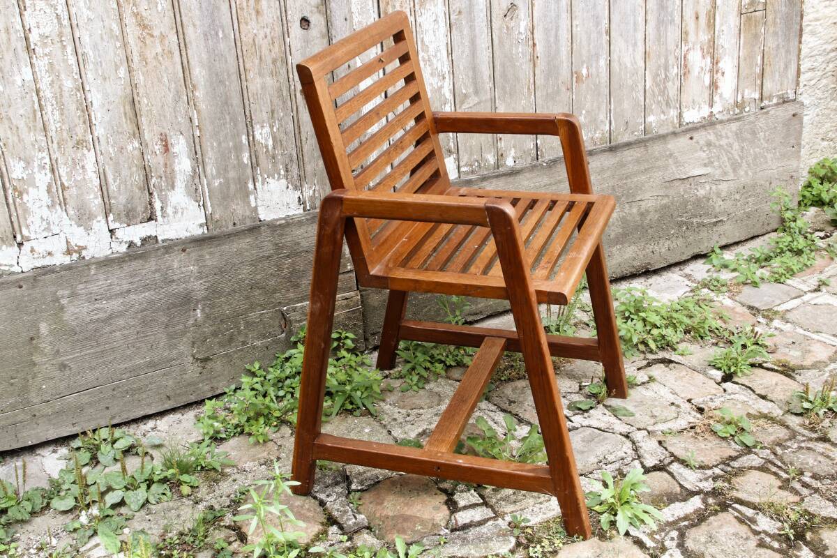 Wooden school desk and chair, 1950s