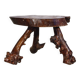 Tripod side table, solid wood, brutalist style.