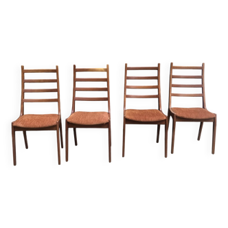 4 beautiful Scandinavian teak and velvet chairs