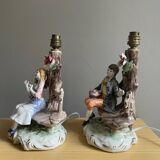 Pair Italian porcelain table lamps by Capodimonte