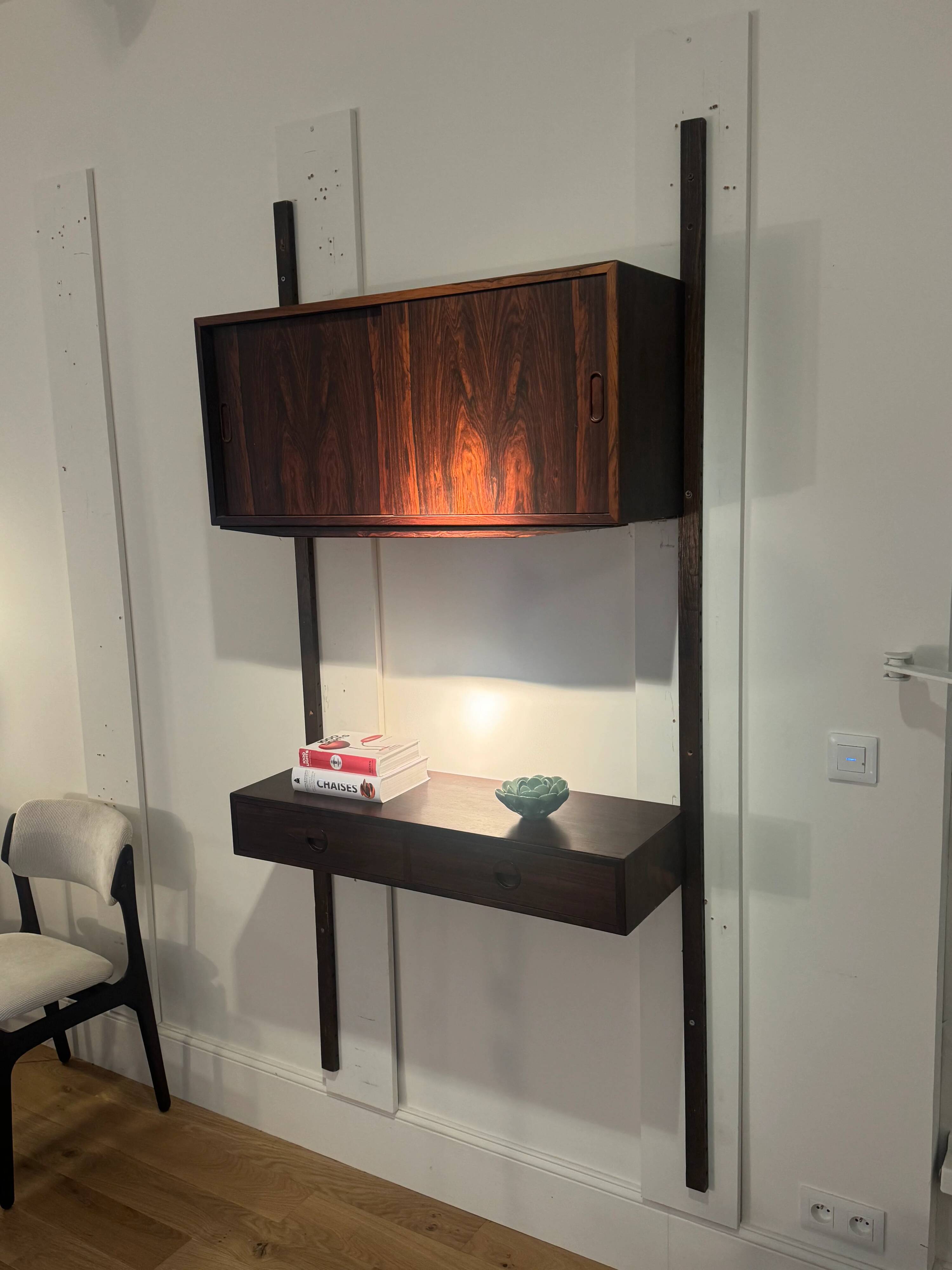Vintage Scandinavian suspended bookshelf in rosewood (1 linear metre)