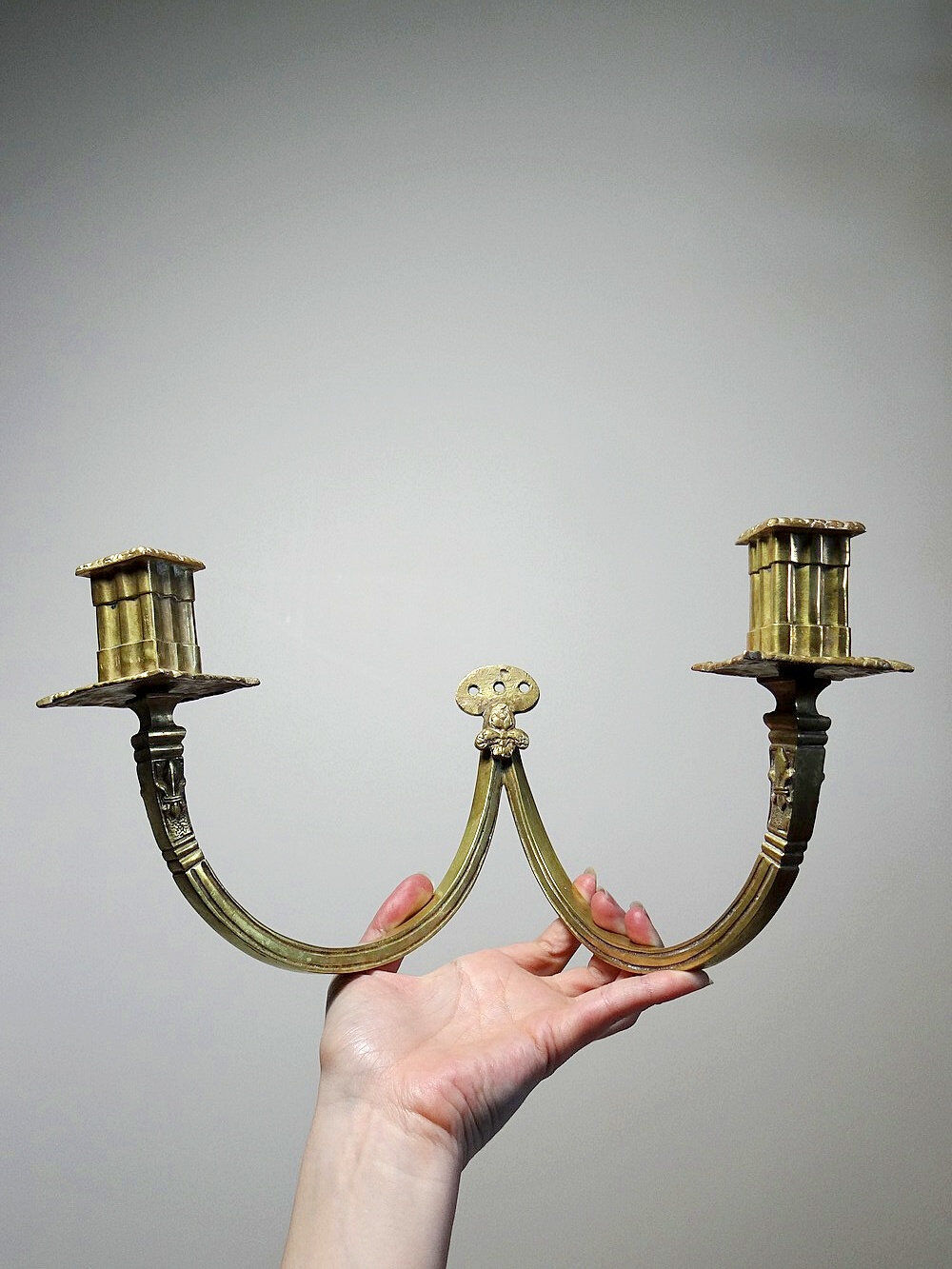 Chandelier mural 2 flames style High Era 19th century gilded bronze "in the financial style"