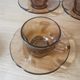 Set of 3 duralex cups made in France amber flower shape
