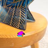 Peacock blue vase in laminated glass