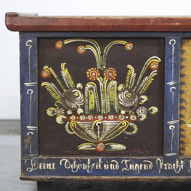 Painted Folk Art Bridal Chest 1825