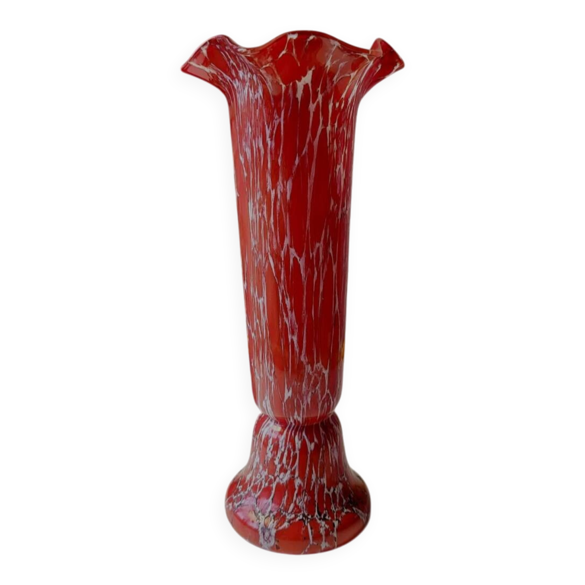 Vase Art déco en verre de Bohême