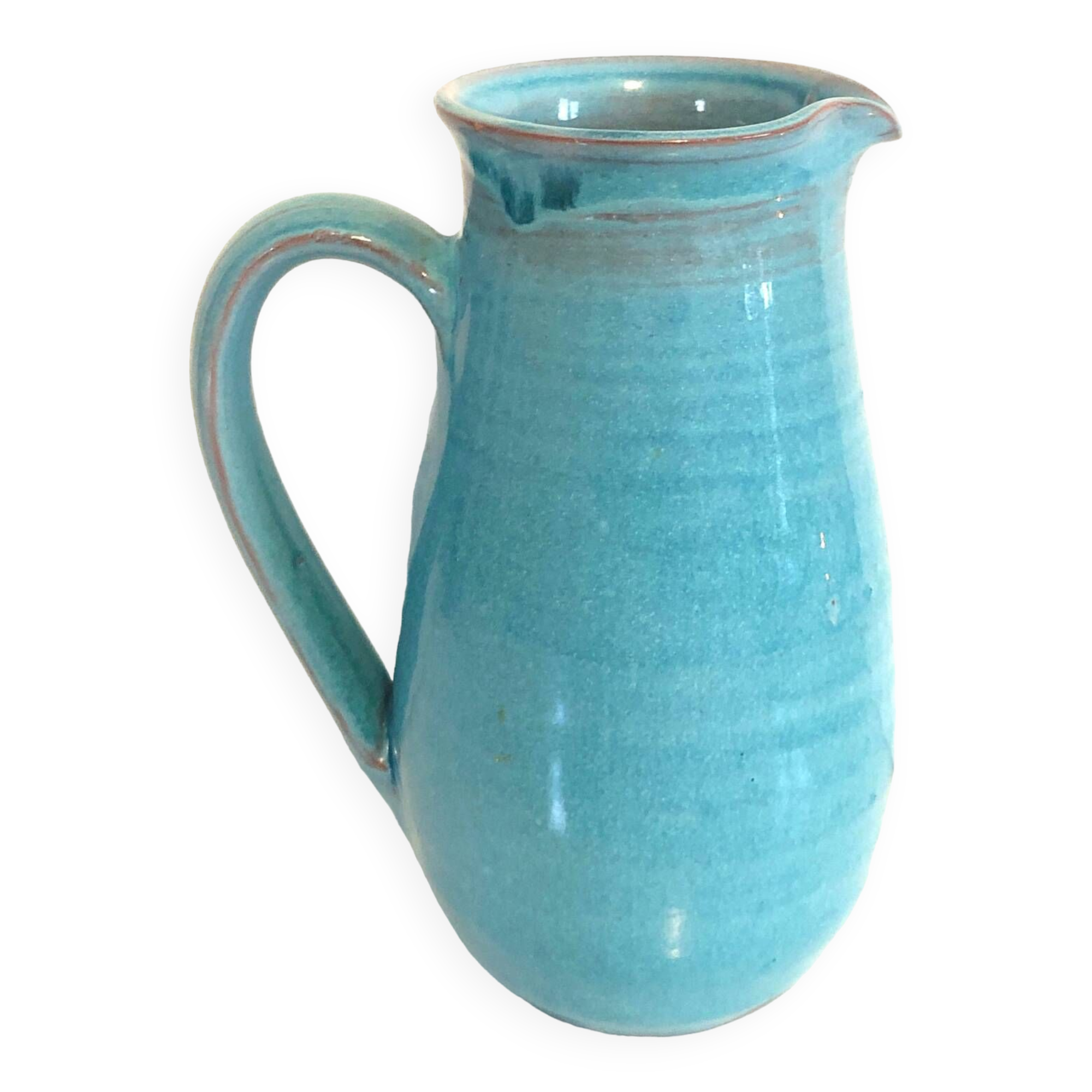 Blue ceramic pitcher