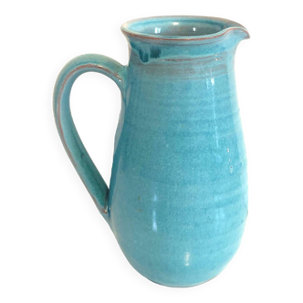 Blue ceramic pitcher