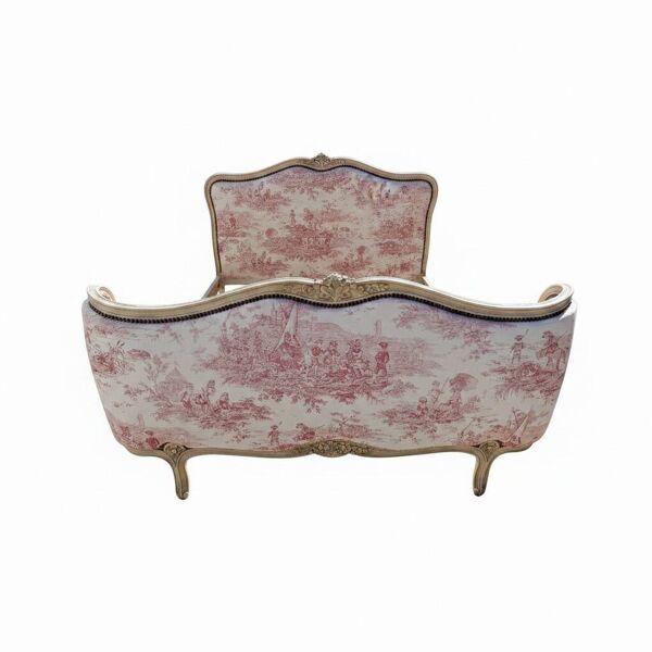Lit corbeille de style Louis  XV TAPISSERIE TOILE DE JOUY