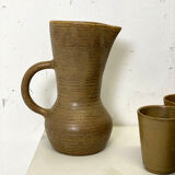 Set in stoneware carafe and 9 glasses