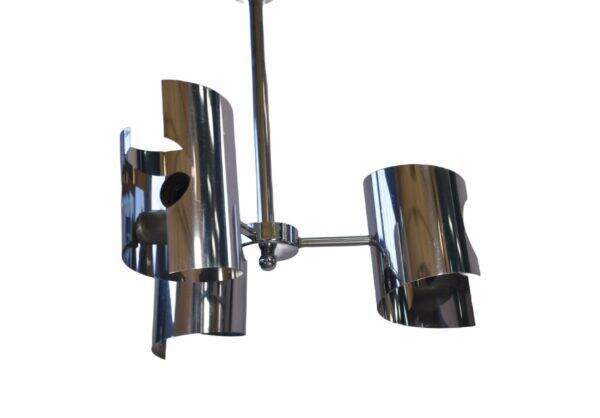 Vintage chrome steel pendant light, 1970s design