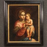 Antique religious painting Virgin with child from 17th century