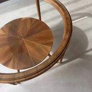 Round walnut coffee table with glass by Ilse Möbel