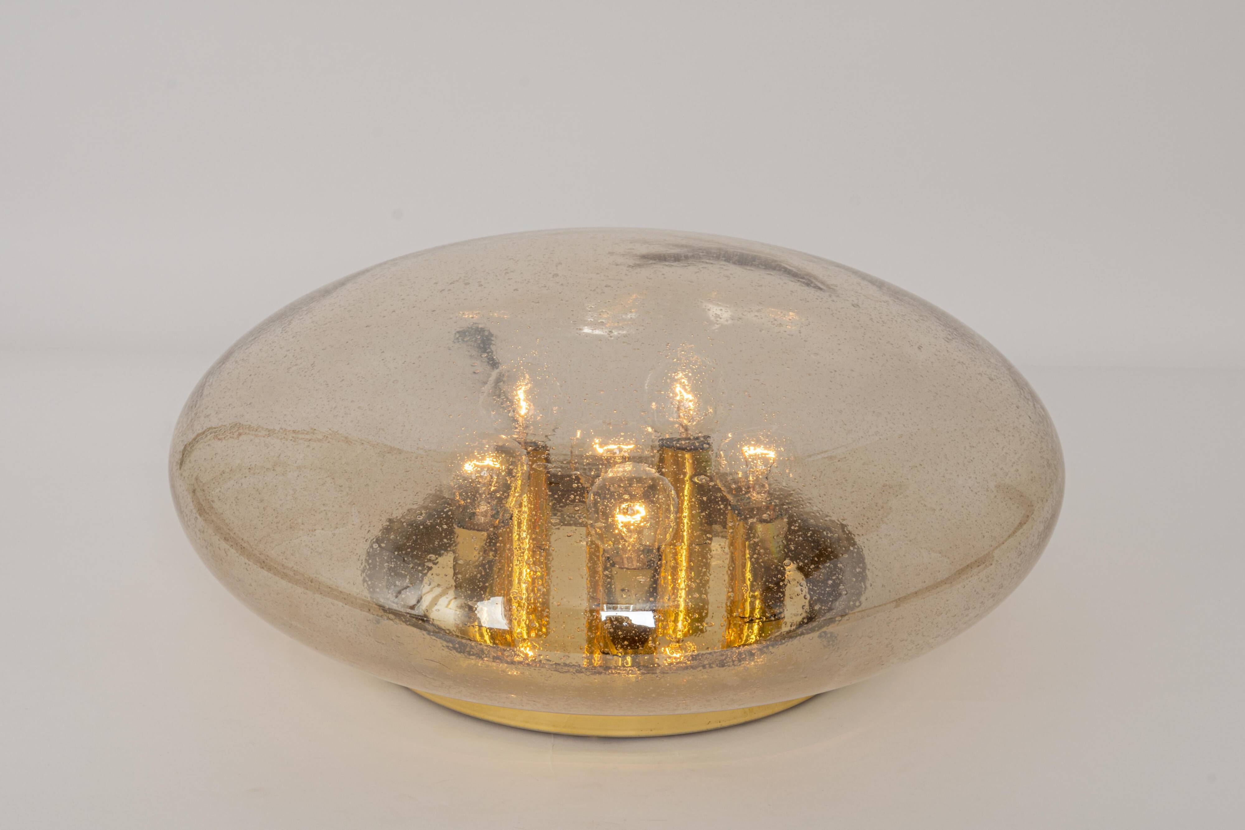 Large smoked glass ceiling light by Limburg, Germany, 1960s.