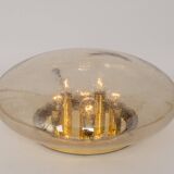 Large smoked glass ceiling light by Limburg, Germany, 1960s.