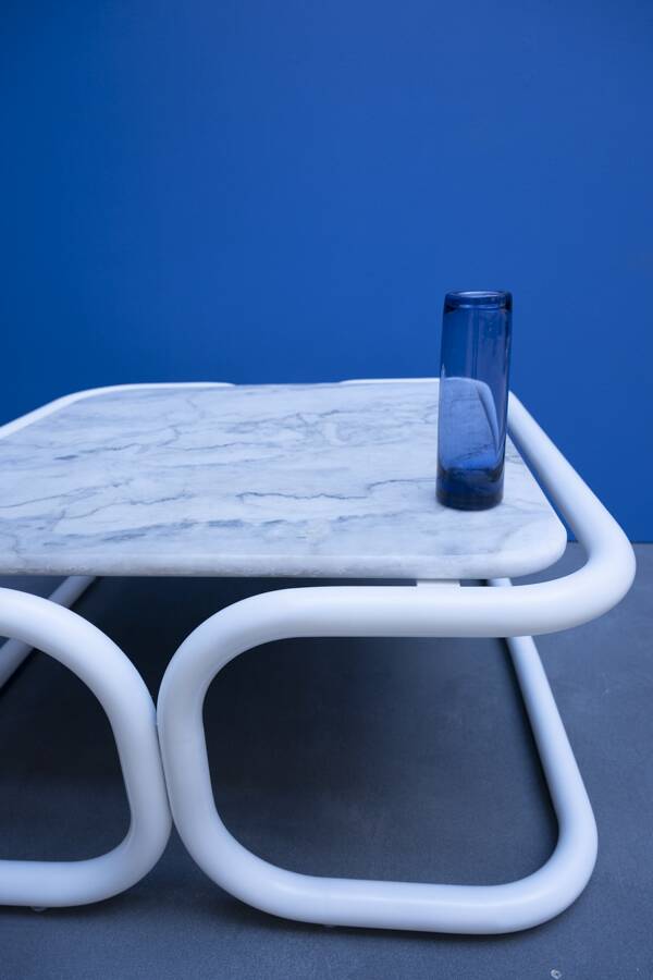 Vintage metal and marble coffee table