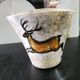 set of jug and ceramic cup handmade decorated with gazelle and deer