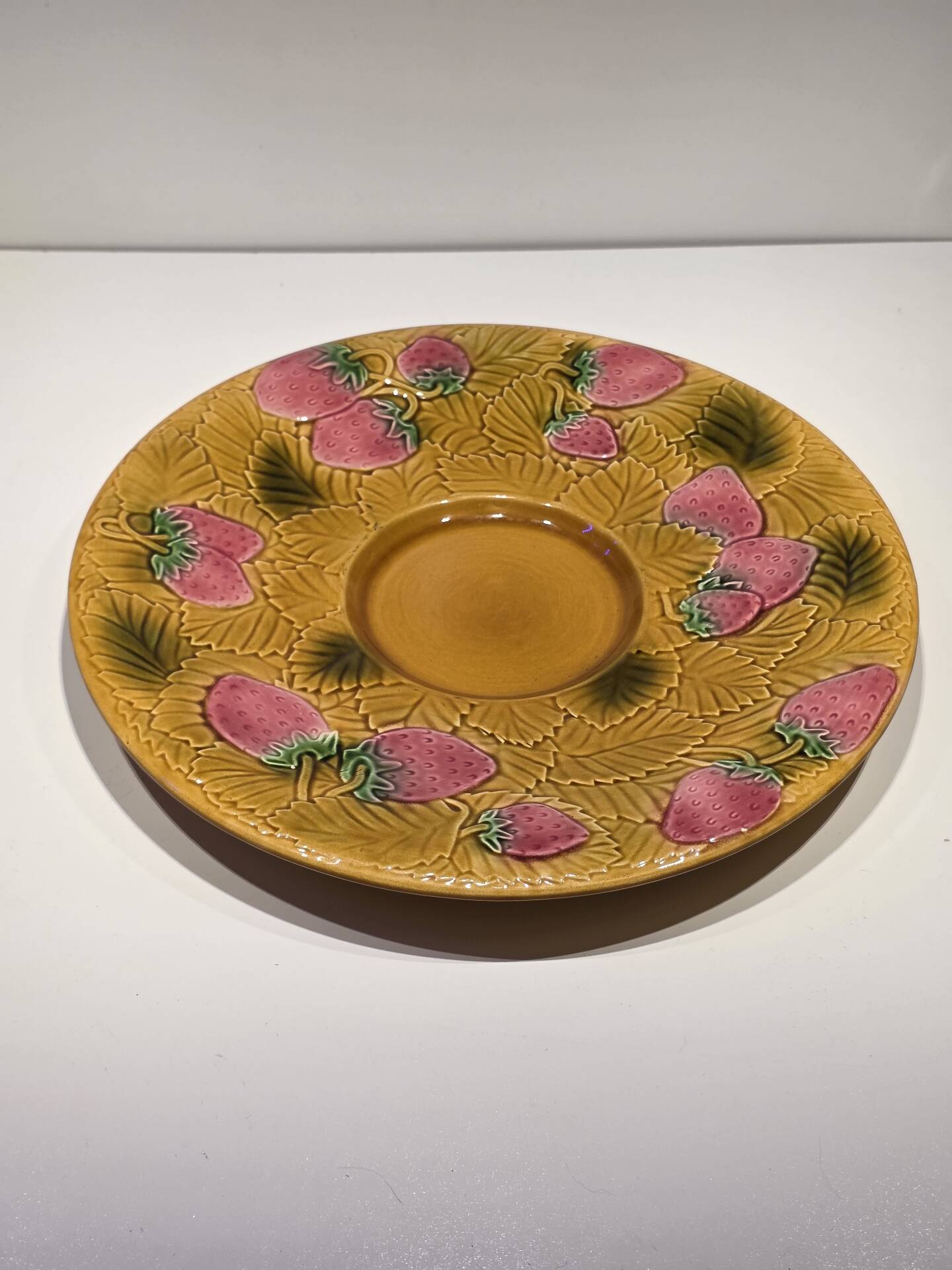 Fruit strainer in Barbotine and serving dish from Salin les Bains.