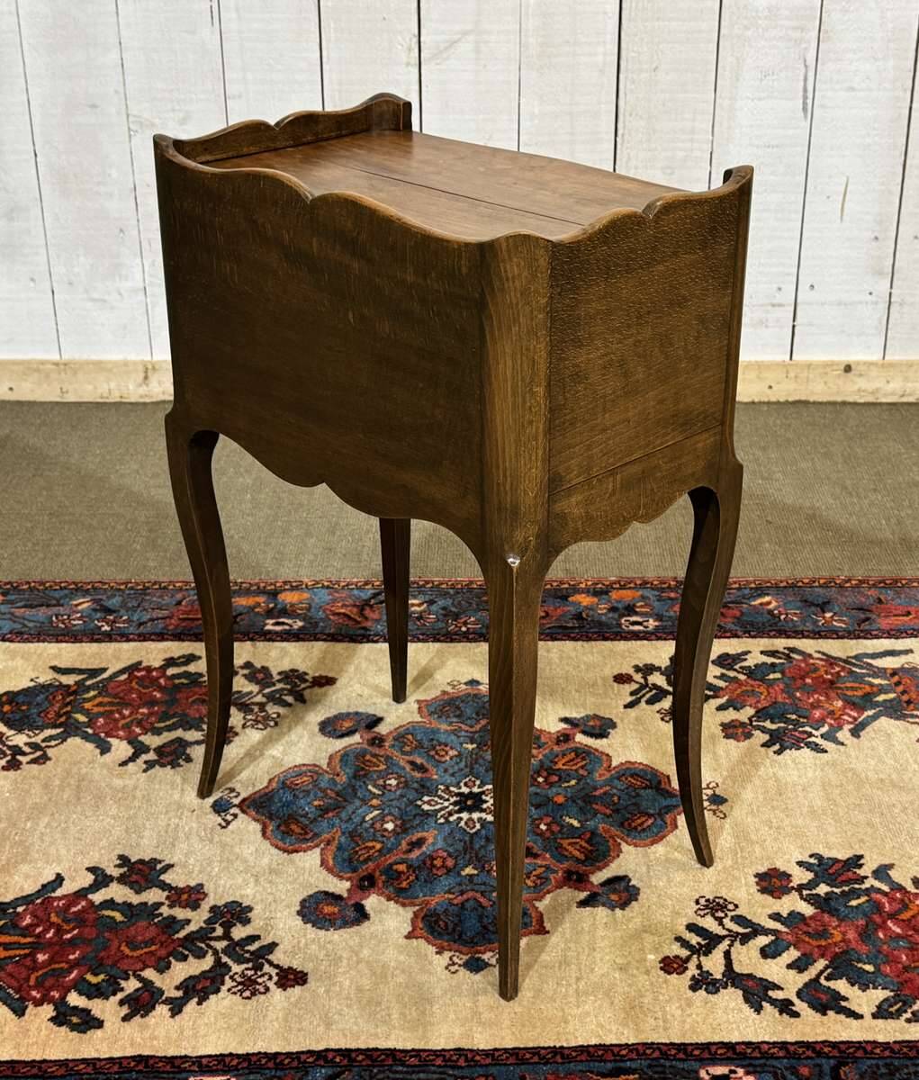 Louis XV style bedside table with curtains in beech from the 1950s.