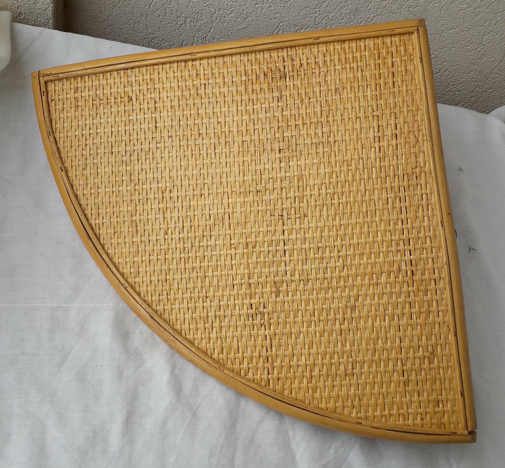 Rattan corner shelf