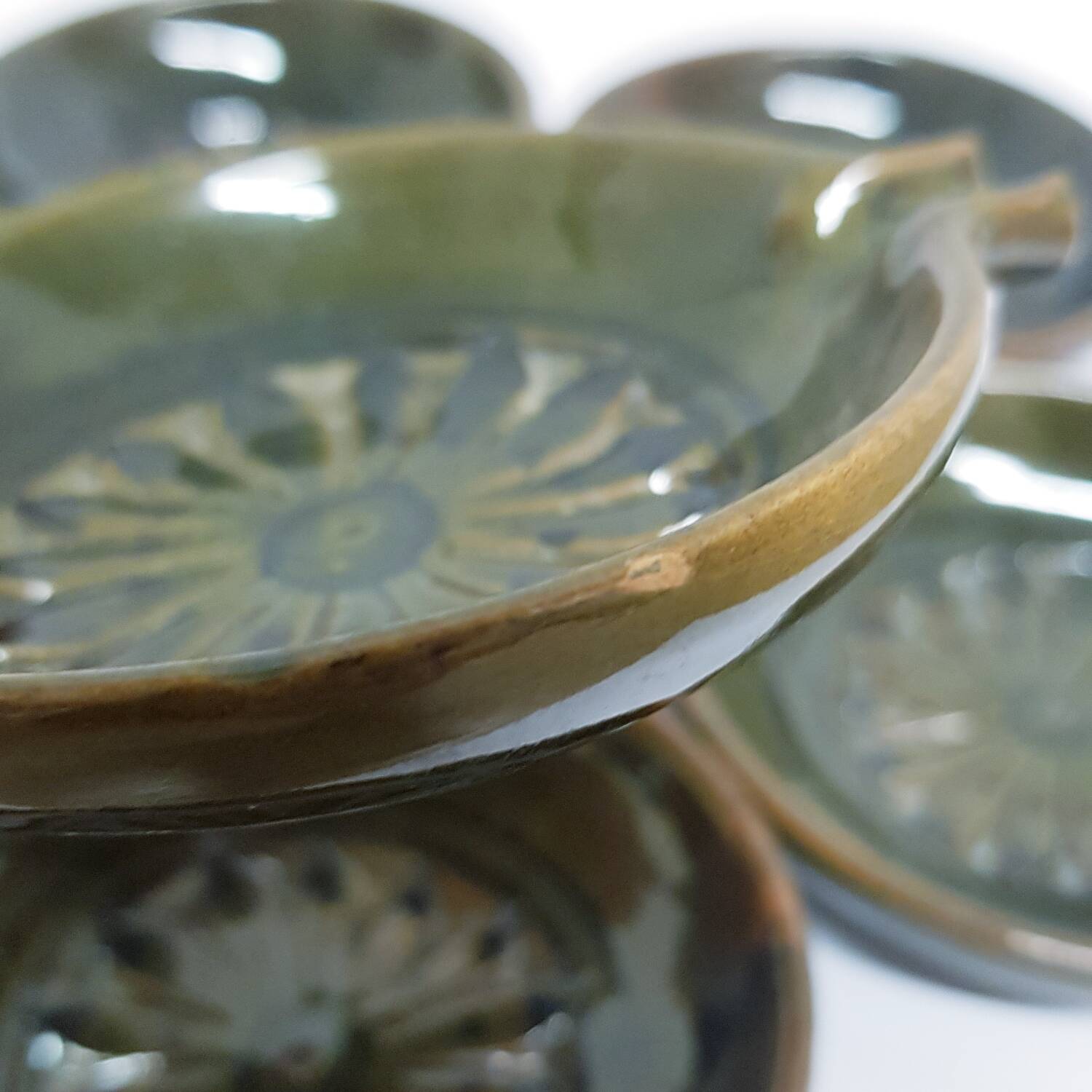 1970's pottery ashtray set