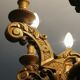 Large chandelier in gilded wood. Eight lights