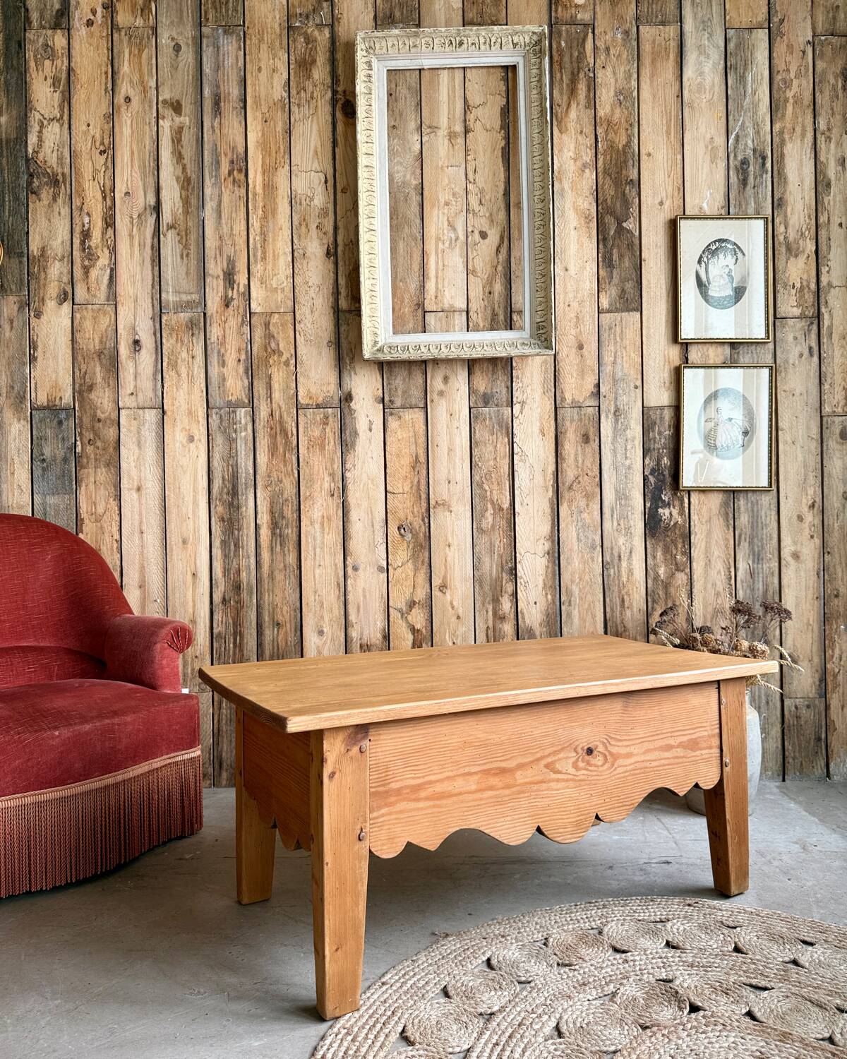 Chic country coffee table in solid pine (renovated)