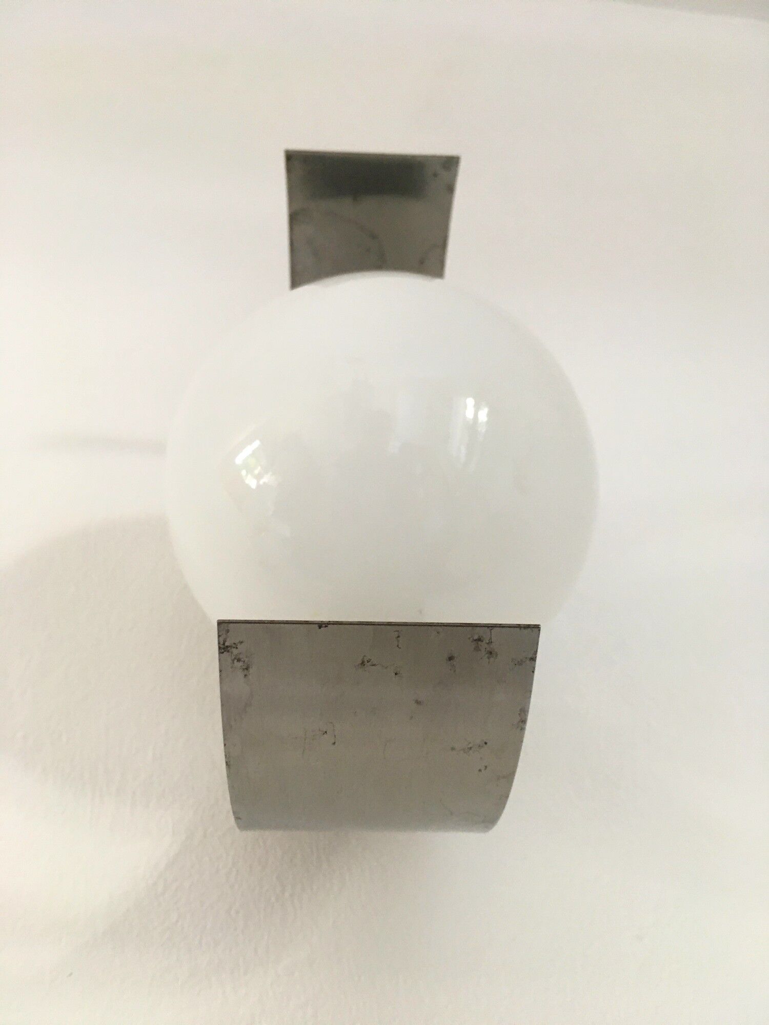 2 vintage wall lamps in stainless steel and opaline 70s