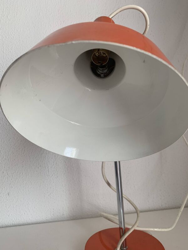 Lampe vintage 1960 Monteuse Delmas bureau orange carotte  - 44 cm