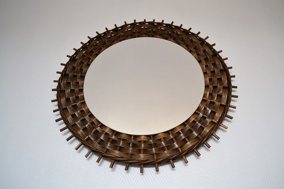 Vintage rattan sun mirror 1960s