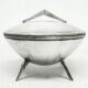 Space age sugar bowl, silver-plated brass, Poland, 1960s