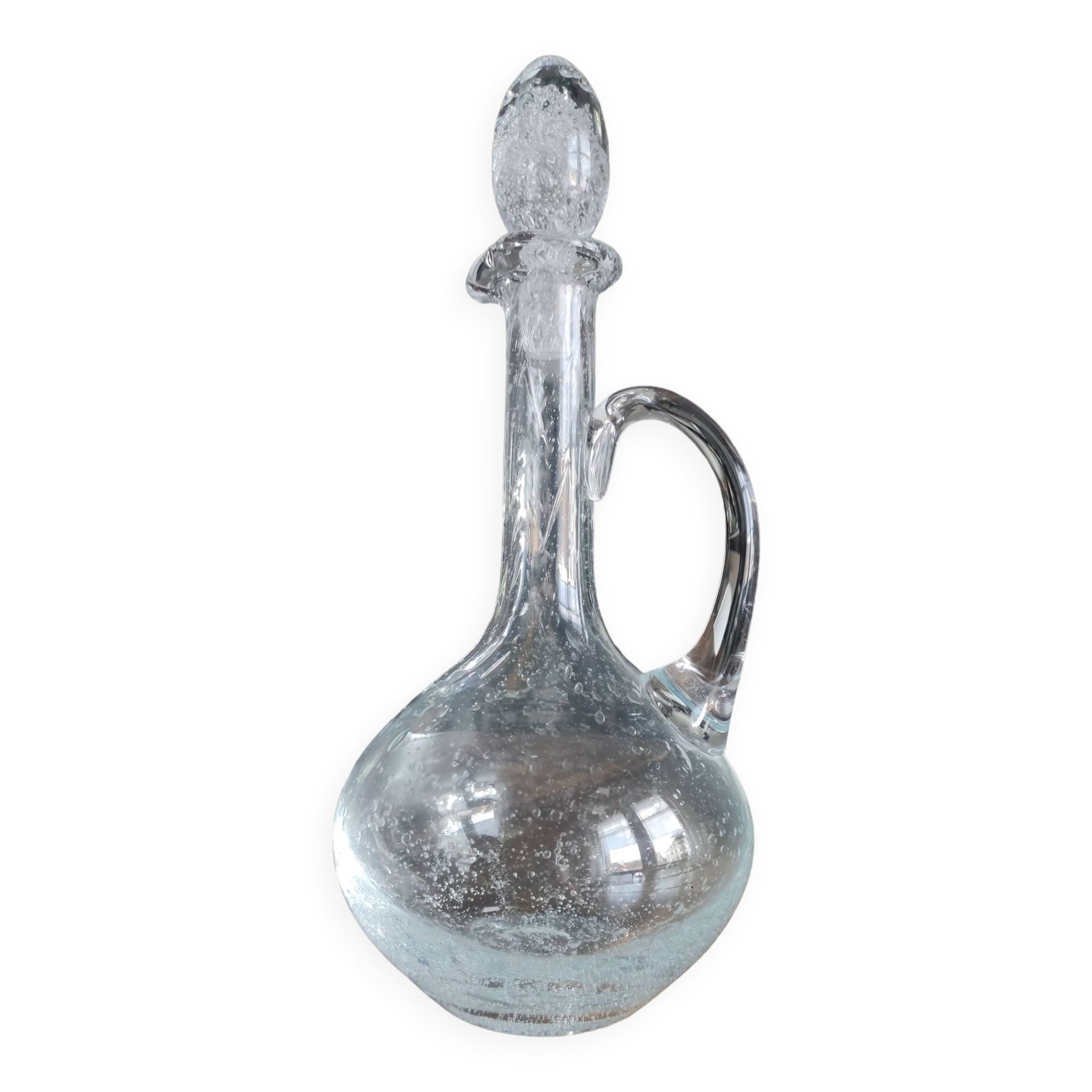 Wine carafe, vintage decanter in hand-blown Hartzviller bubbled crystal