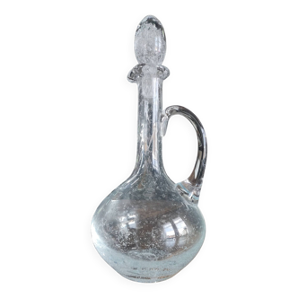 Wine carafe, vintage decanter in hand-blown Hartzviller bubbled crystal