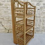 Folding shelf in wood and raffia