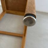 Vintage stool from the 60s with aged leather seat