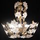 Large Size Vintage Murano Glass Chandelier White Flowers, 1970