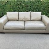 Roche Bobois 3-seater sofa in beige leather