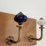 Vintage STYLE wall coat rack – purple metal and ceramic hooks