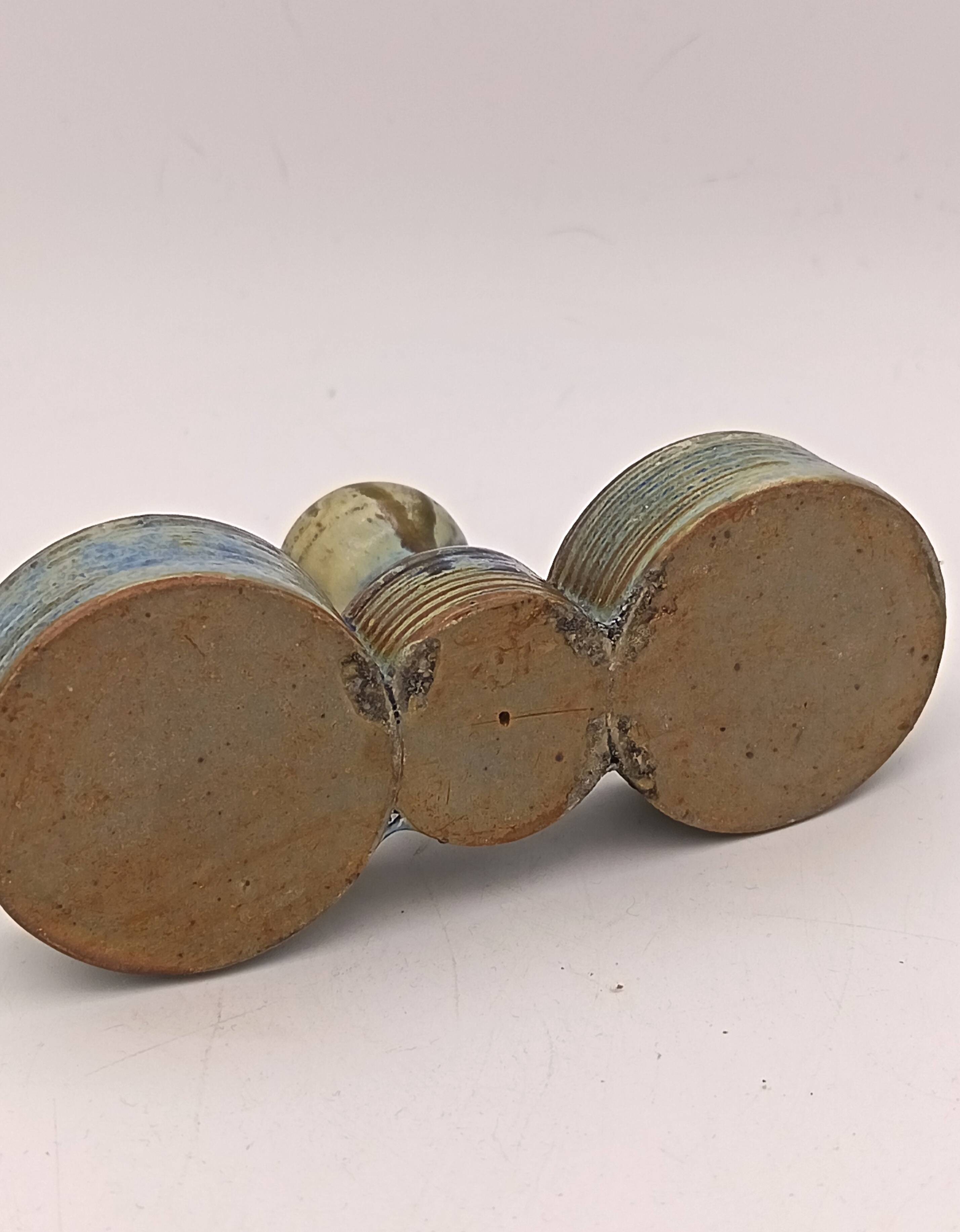 Glazed stoneware salt cellar signed Jean Maubrou.