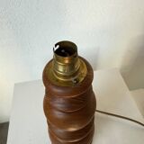 1950s turned oak wood table lamp