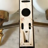 Double brass and opaline wall light