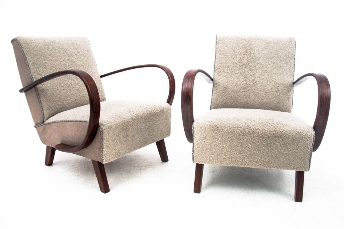 Art Deco armchairs designed by J. Halabala, Czechoslovakia, 1930s.