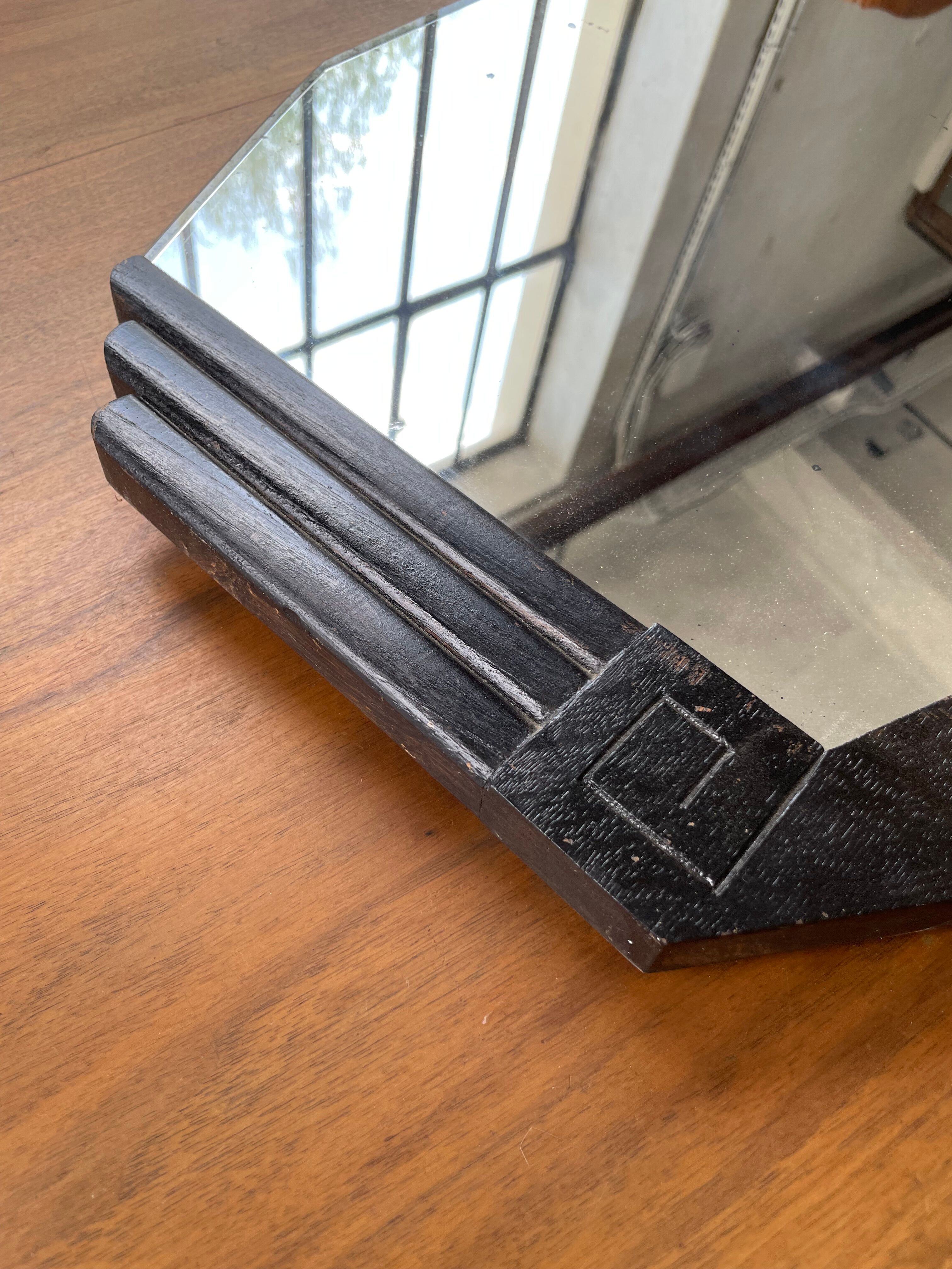 Black art deco mirror 65x46cm