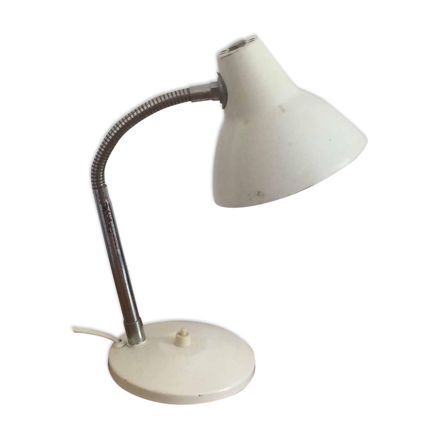 Vintage white metal desk lamp 1950