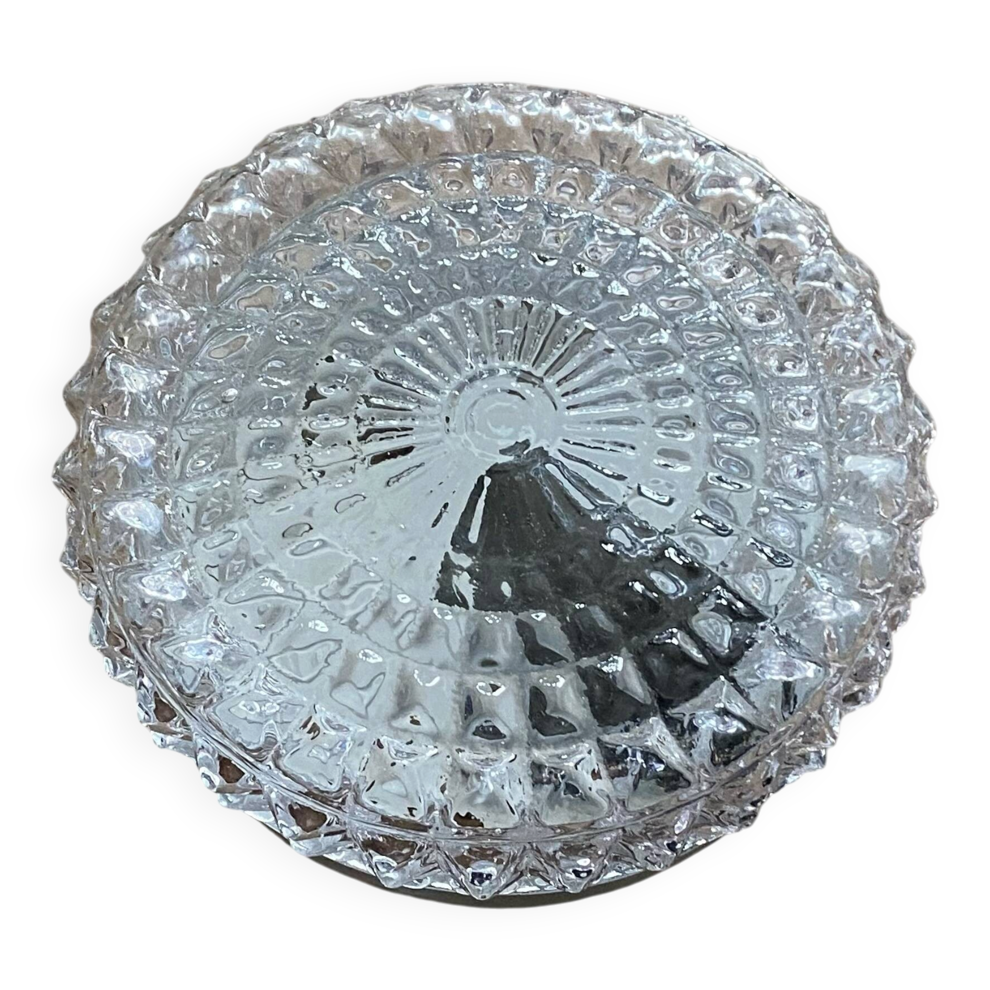 Small round wall lamp ceiling light transparent glass vintage fixture